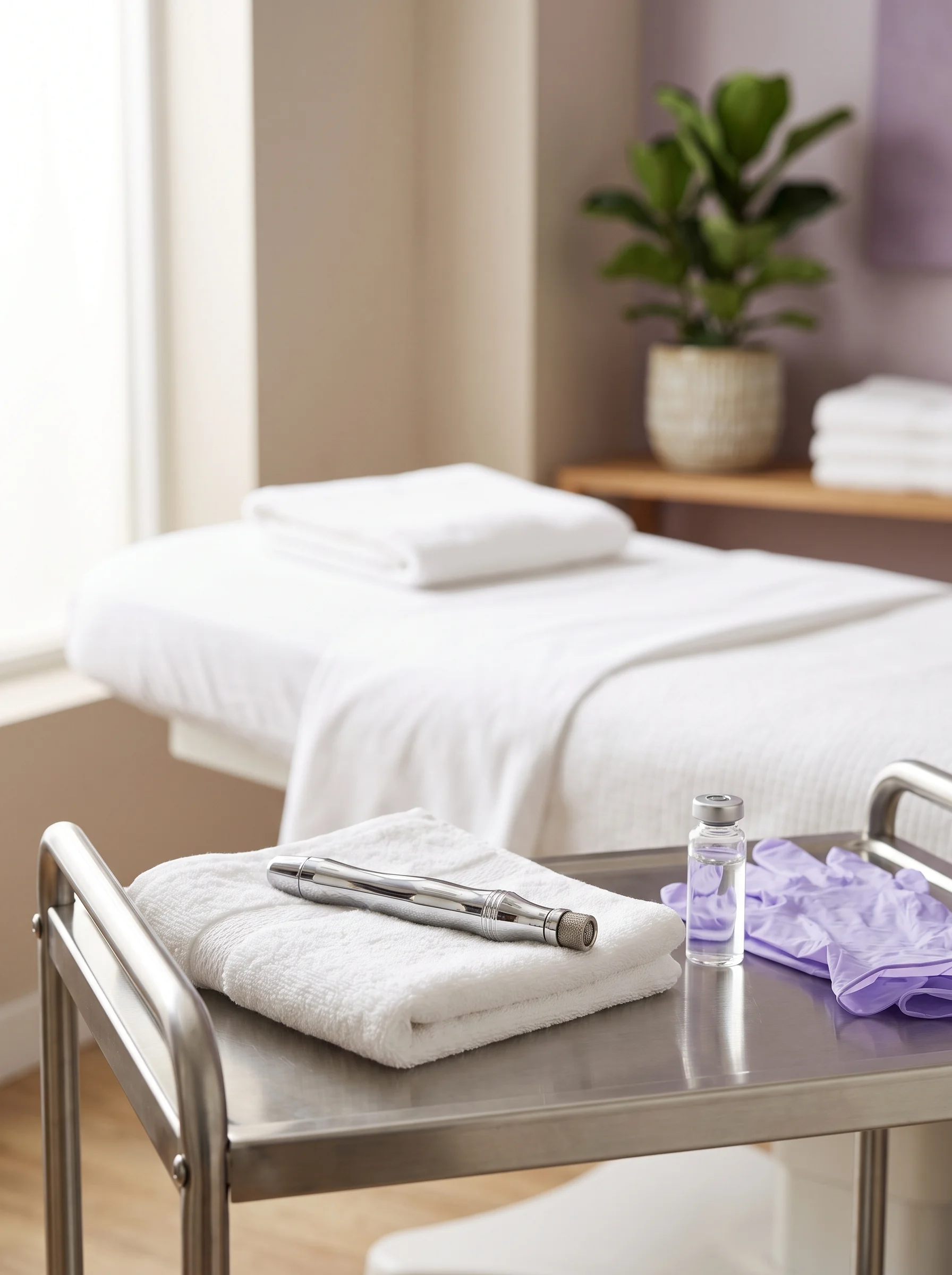 Mikrodermabrasion-Handstück auf einem Tuch im Behandlungsraum von Kala Nui Wellness und Kosmetik